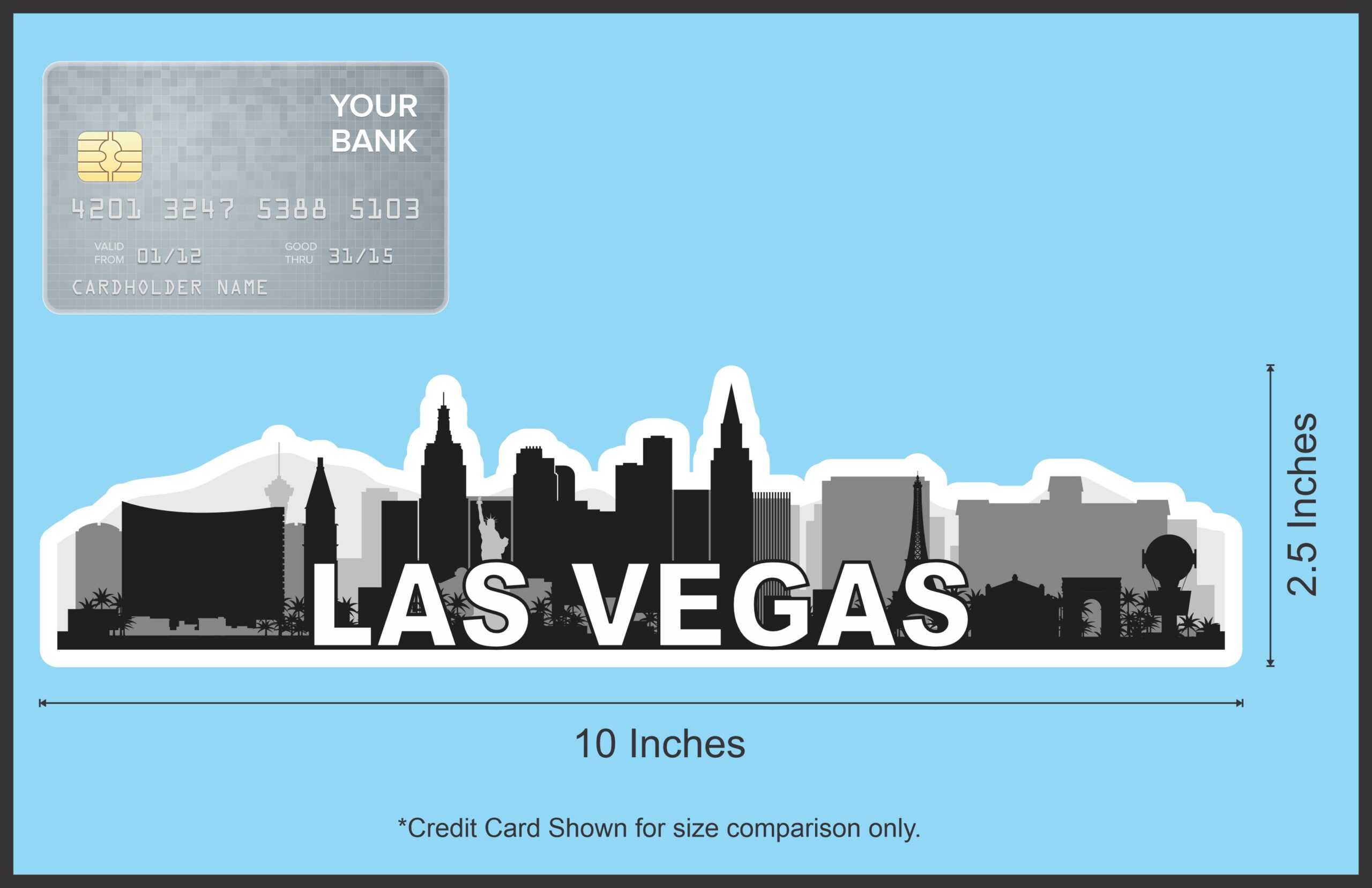 10in x 2.5in Las Vegas Skyline Sticker Vinyl Nevada Travel Decal
