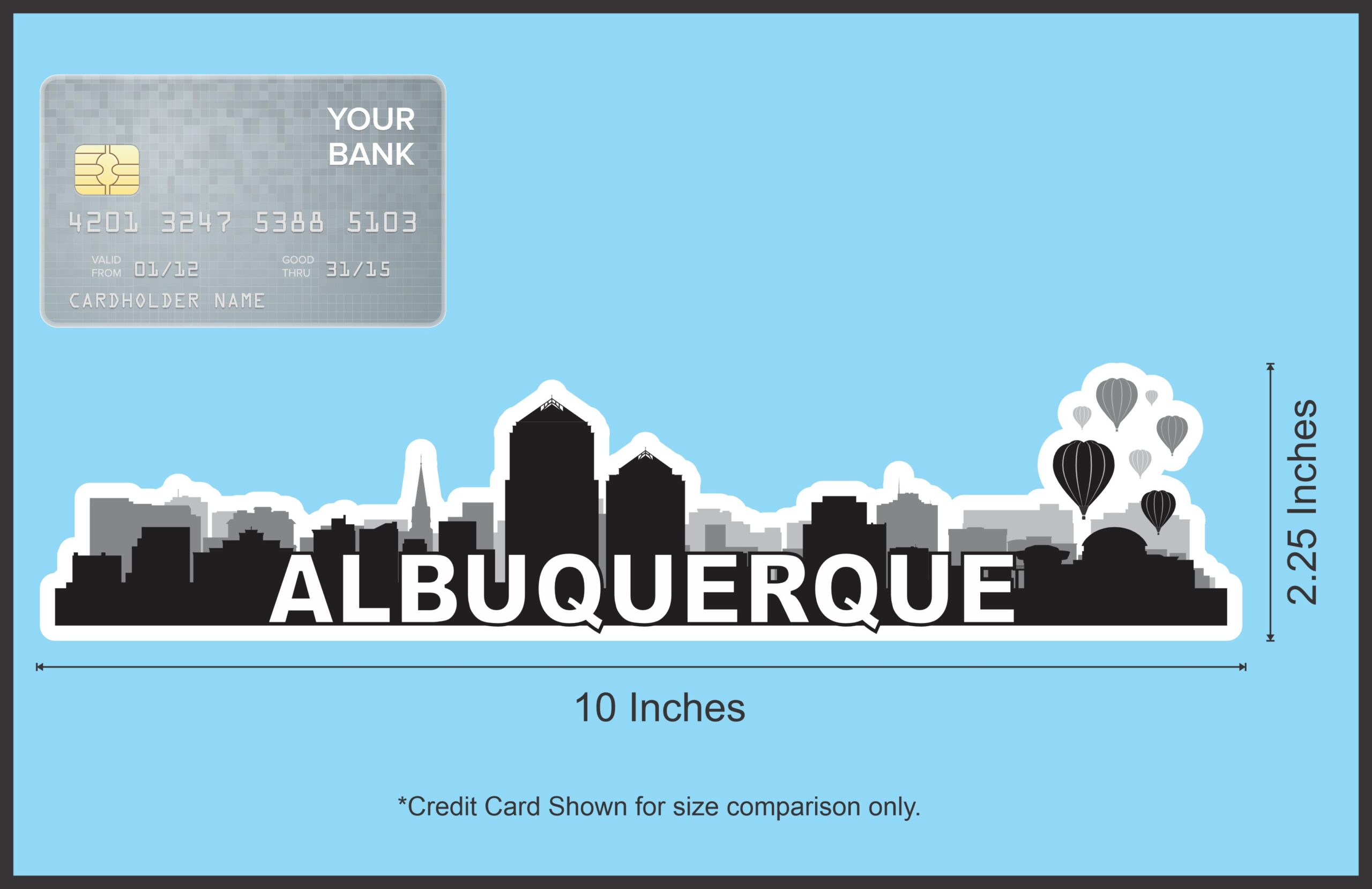 10in x 2.25in Albuquerque Skyline Sticker Vinyl Travel Decal Car Stickers