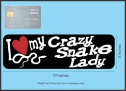 10in x 3in I Love My Crazy Snake Lady Bumper Sticker Vinyl Window Decal