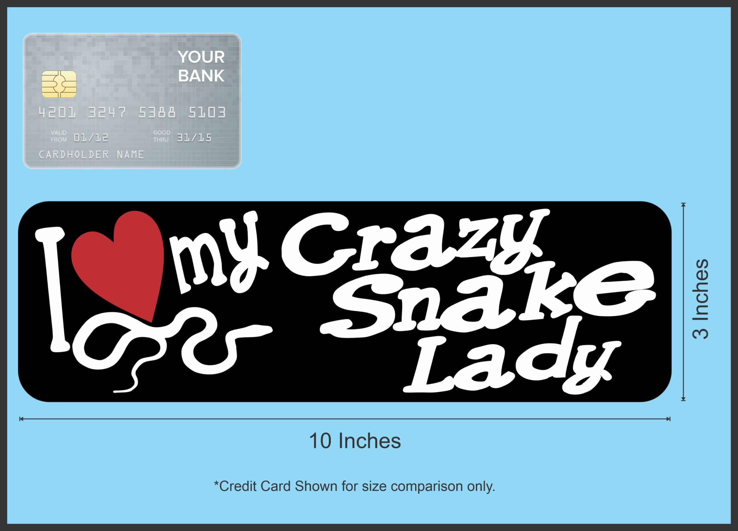 10in x 3in I Love My Crazy Snake Lady Bumper Sticker Vinyl Window Decal