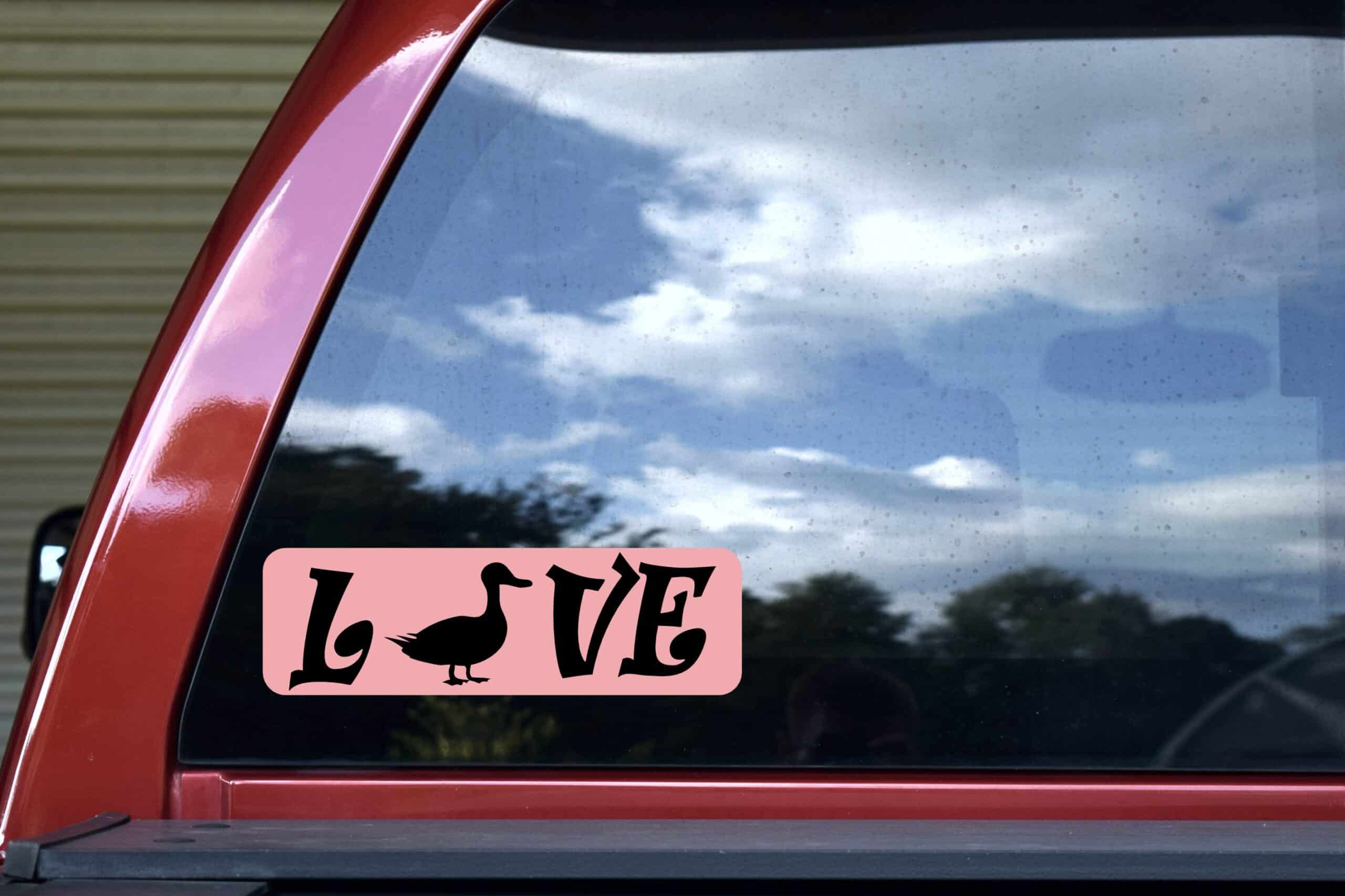 10in x 3in Love Duck Bumper Sticker Vinyl Pet Animal Decal Car Stickers
