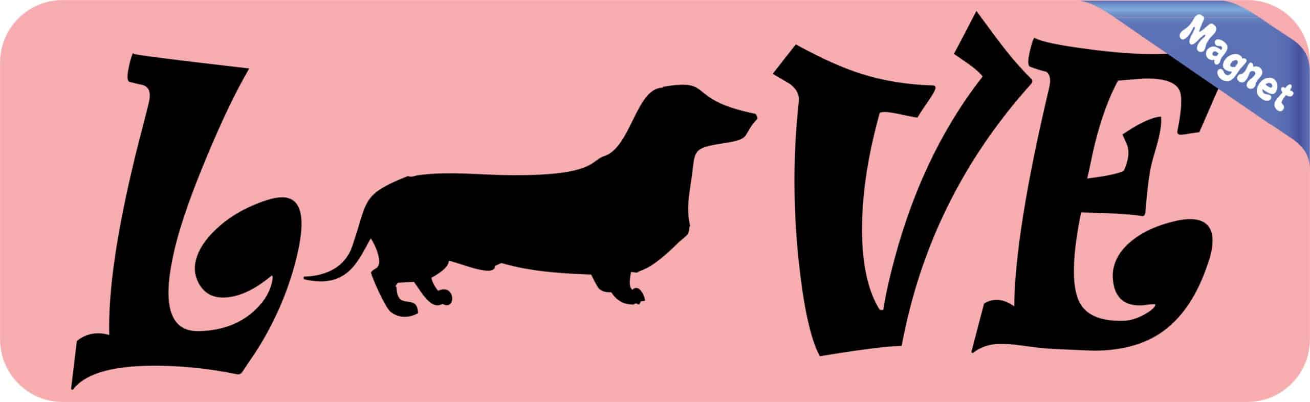 10in x 3in Love Dachshund Magnet Magnetic Weenie Dog Magnets