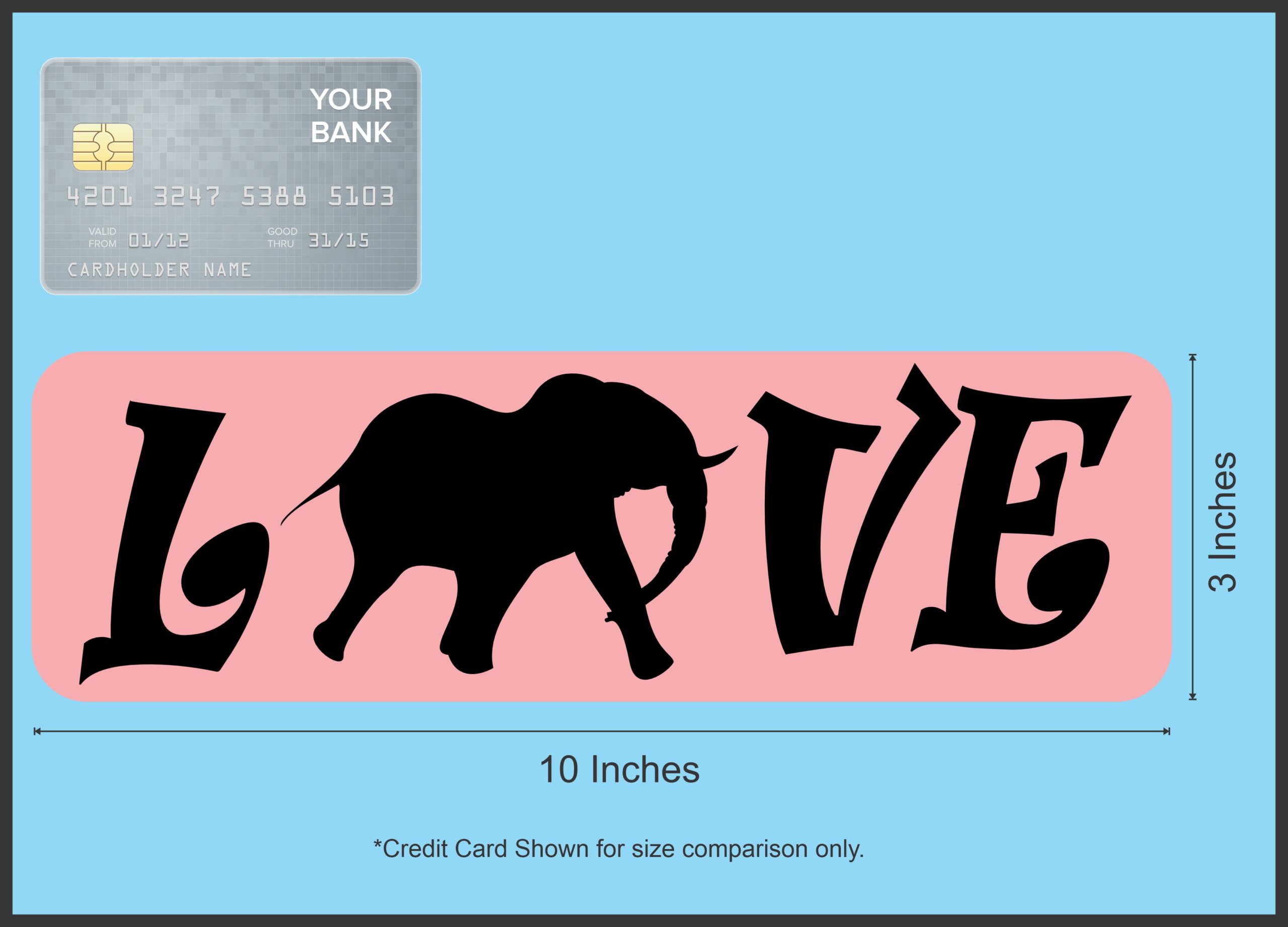 10in x 3in Love Elephant Magnet Magnetic Animal Magnets