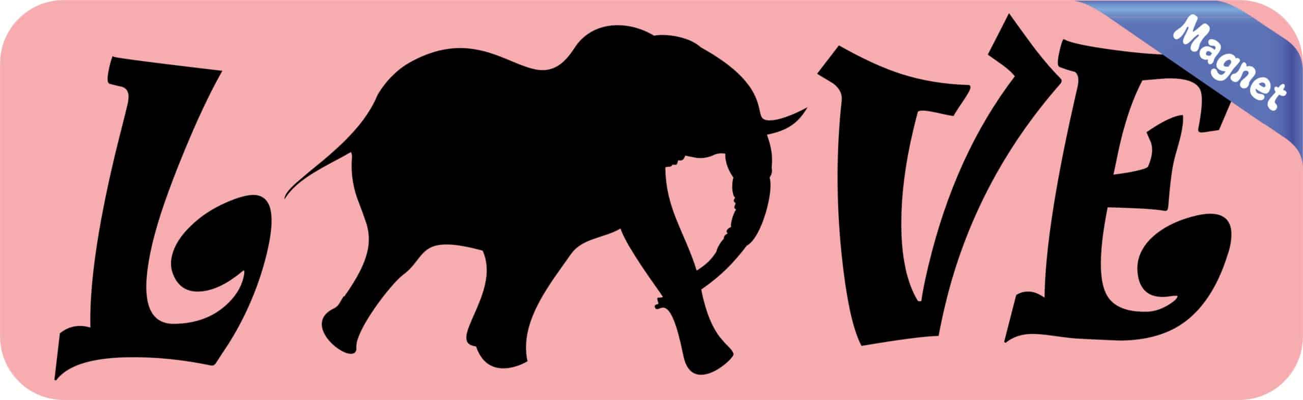 10in x 3in Love Elephant Magnet Magnetic Animal Magnets