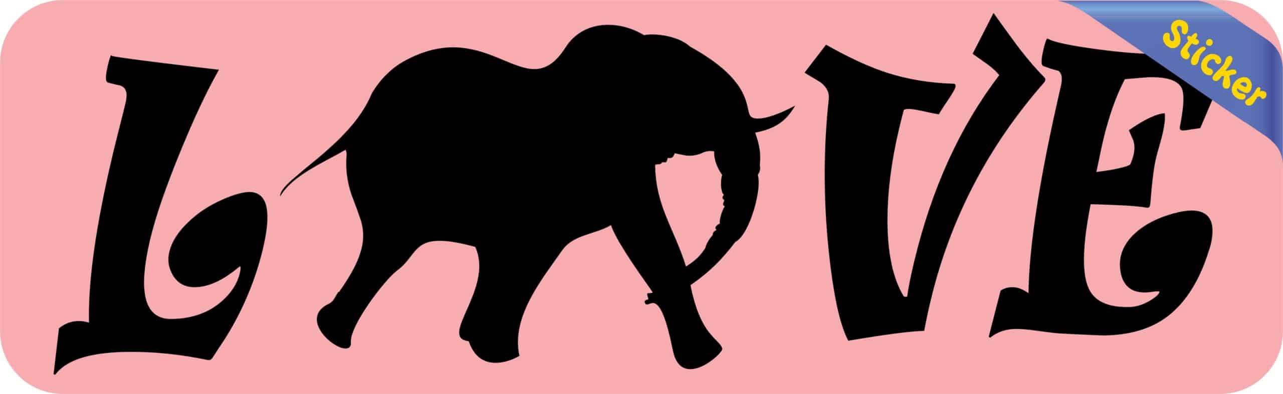 10in x 3in Love Elephant Bumper Sticker Vinyl Animal Decal Car Stickers
