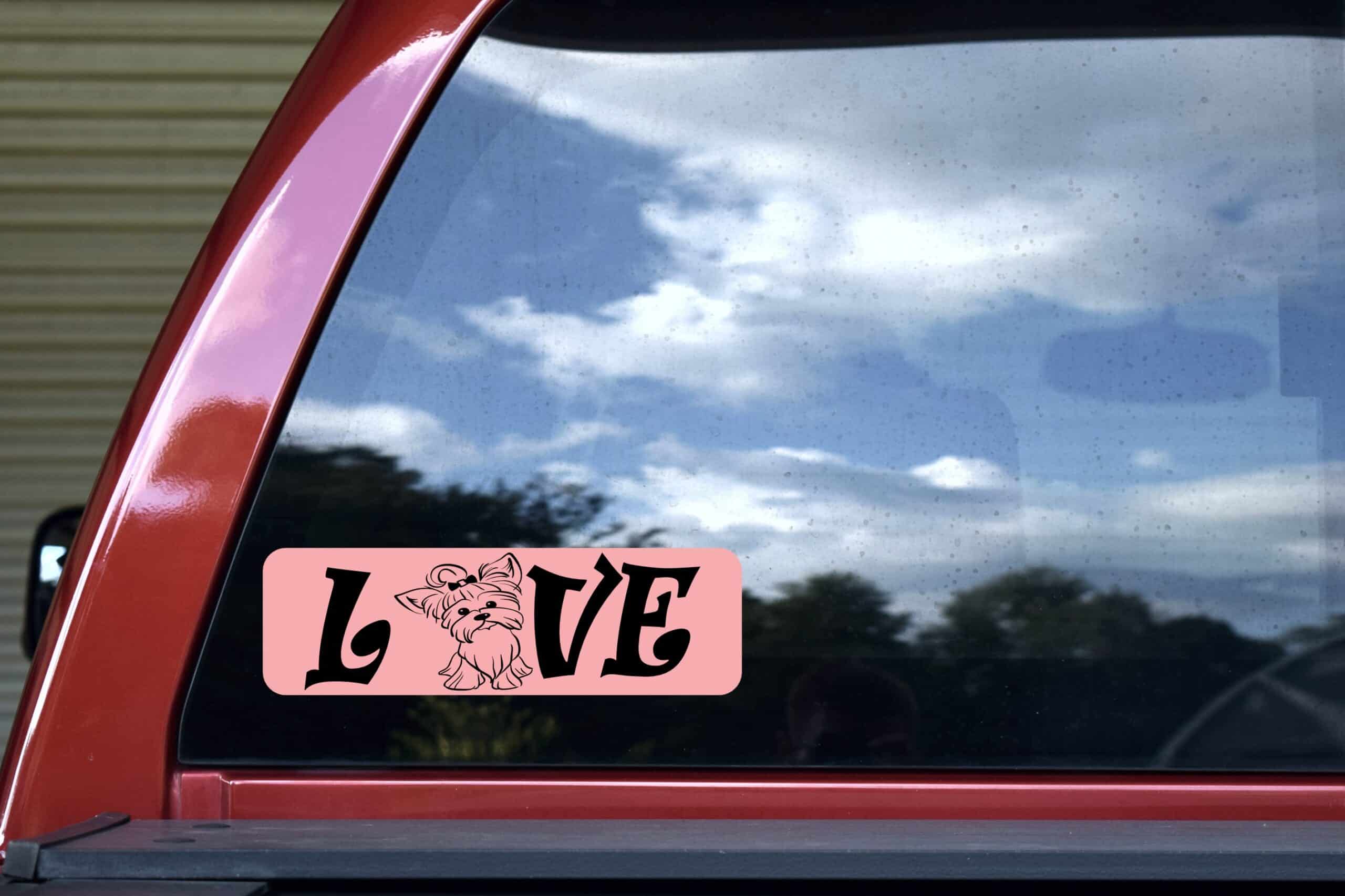 10in x 3in Love Yorkie Bumper Sticker Vinyl Pet Dog Decal Animal Stickers