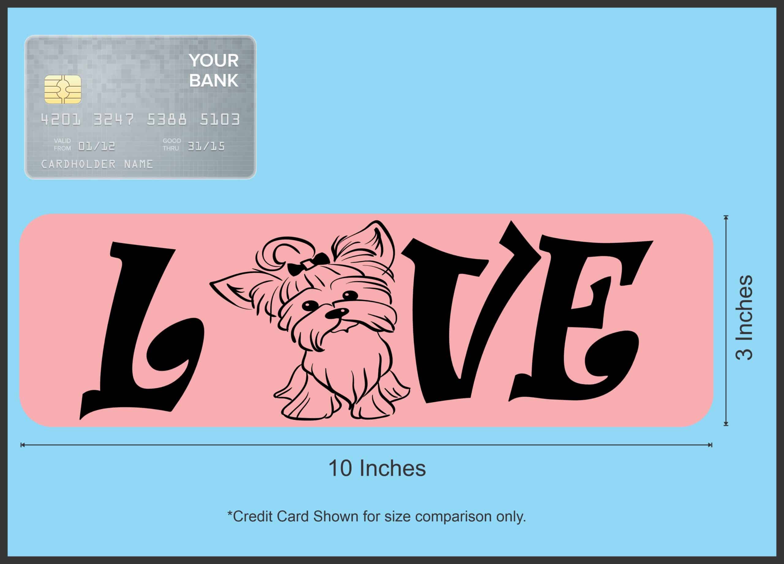 10in x 3in Love Yorkie Bumper Sticker Vinyl Pet Dog Decal Animal Stickers