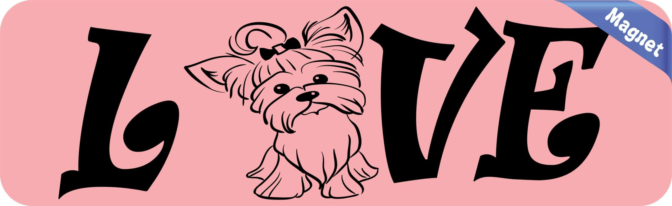 10in x 3in Love Yorkie Magnet Magnetic Dog Bumper Magnets