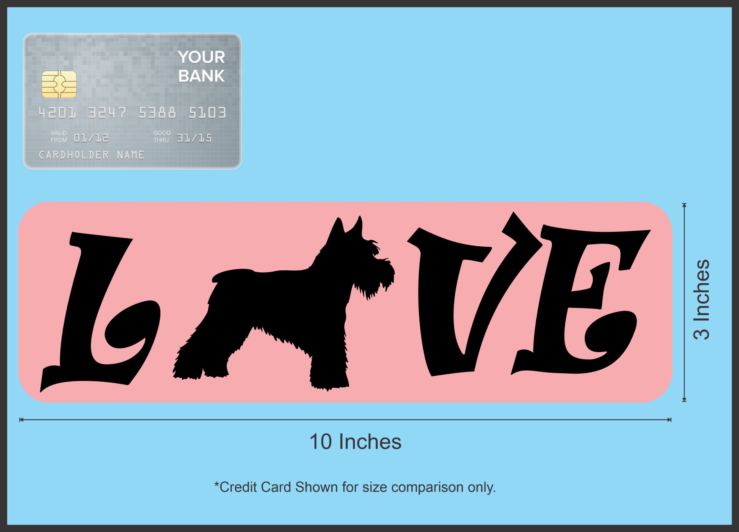 10in x 3in Love Schnauzer Bumper Sticker Vinyl Pet Dog Decal Animal Stickers