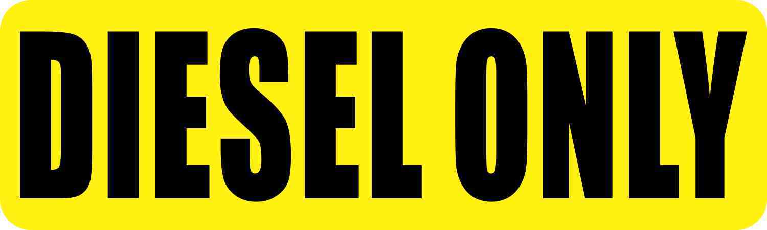 10in x 3in Yellow Diesel Only Sticker Caution Sign Warning Decal