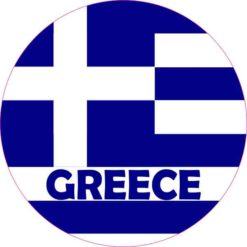 Round Labeled Greece Flag Sticker
