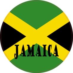 Round Labeled Jamaica Flag Sticker