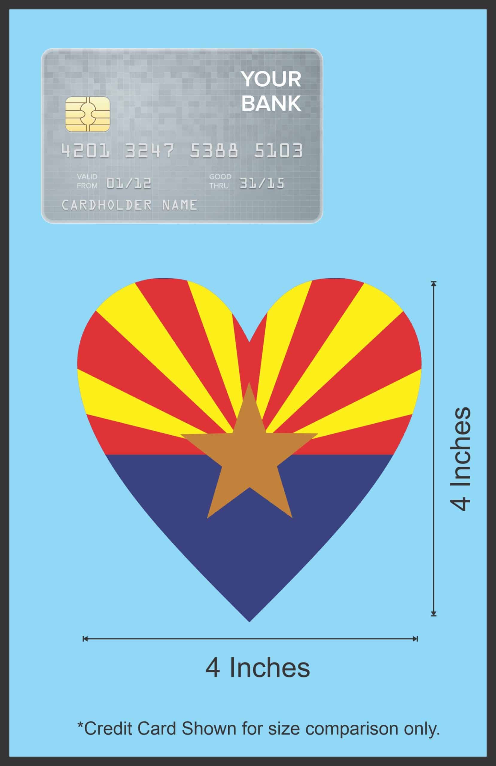 4in x 4in Arizona Flag Heart Sticker Vinyl Cup Decal State Bumper Stickers - Image 6