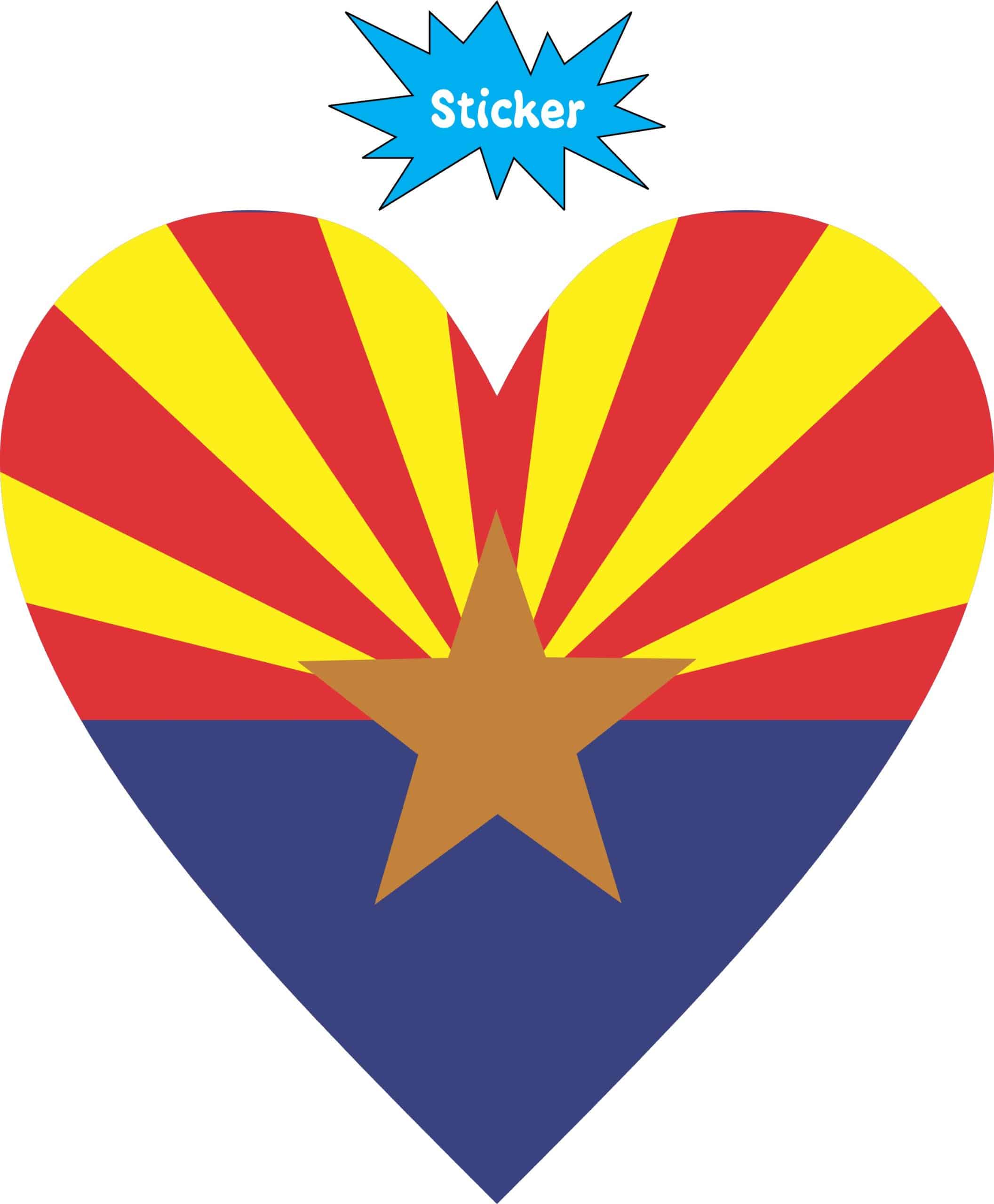 4in x 4in Arizona Flag Heart Sticker Vinyl Cup Decal State Bumper Stickers - Image 2