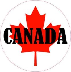 Labeled Round Canada Flag Sticker