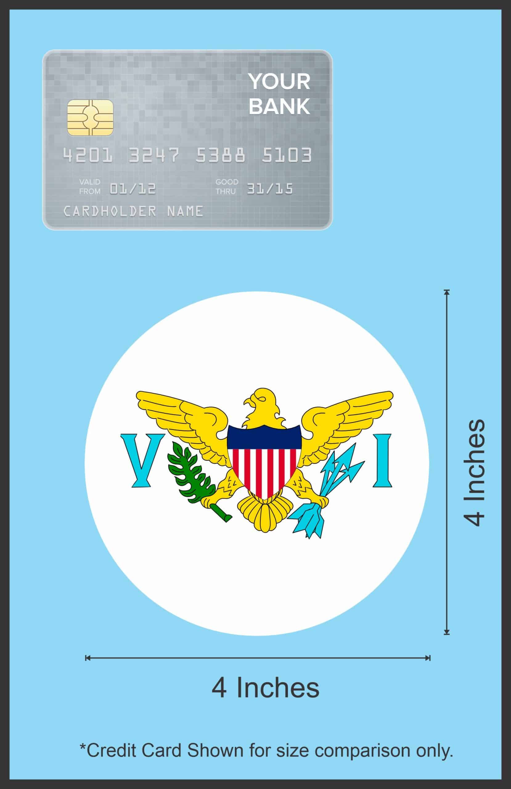 4in x 4in Round US Virgin islands Flag Sticker Vinyl Vehicle Travel Decal
