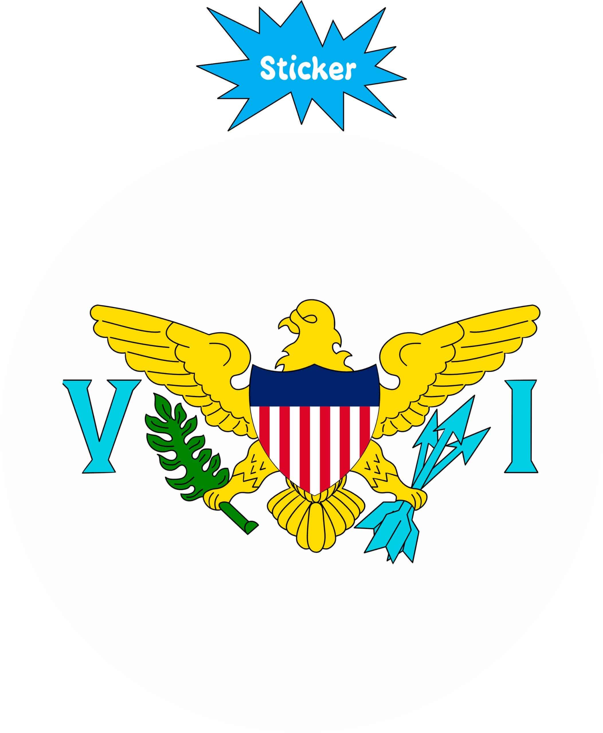 4in x 4in Round US Virgin islands Flag Sticker Vinyl Vehicle Travel Decal