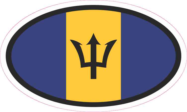 Oval Barbados Flag Sticker
