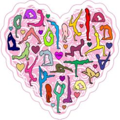 Pink Yoga Heart Sticker