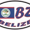 Oval BZ Belize Flag Sticker