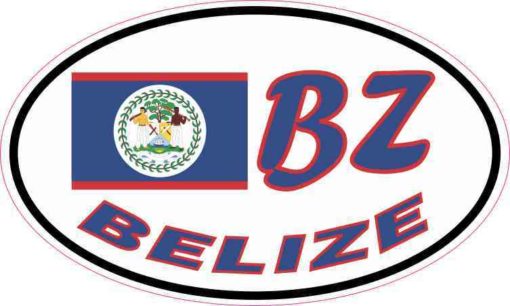 Oval BZ Belize Flag Sticker