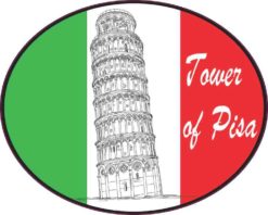 Oval Tower of Pisa Italy Flag Sticker