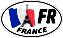 Oval Eiffel Tower France Flag Sticker