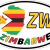 Oval ZW Zimbabwe Sticker