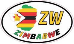 Oval ZW Zimbabwe Sticker