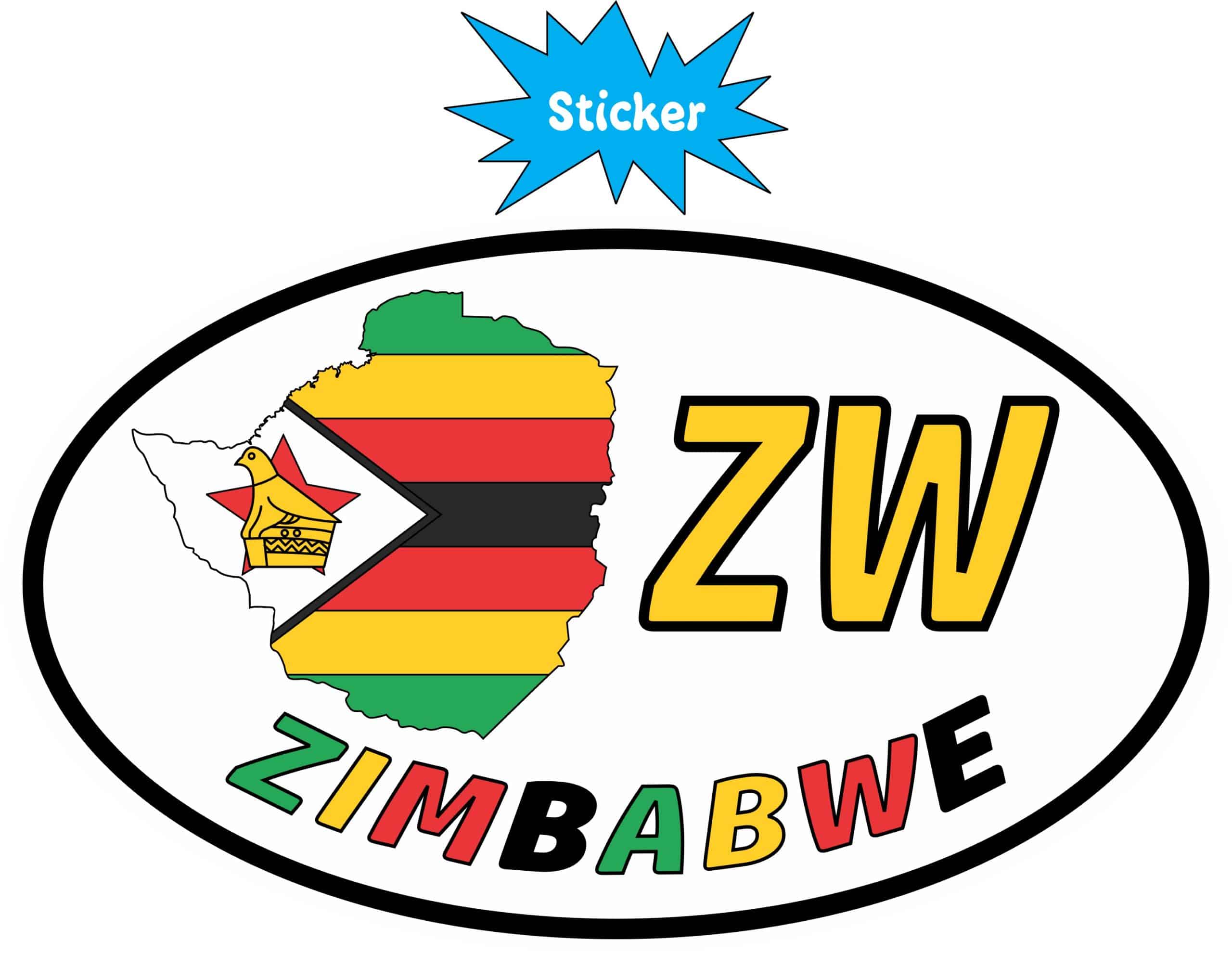 5in x 3in Oval ZW Zimbabwe Sticker Vinyl Vehicle Decal Travel Hobby Stickers - Image 2