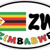 Oval ZW Zimbabwe Flag Sticker