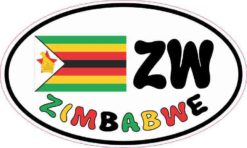 Oval ZW Zimbabwe Flag Sticker