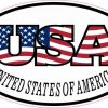 Oval USA Flag Letters United States of America Sticker