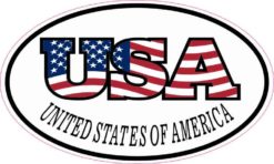 Oval USA Flag Letters United States of America Sticker