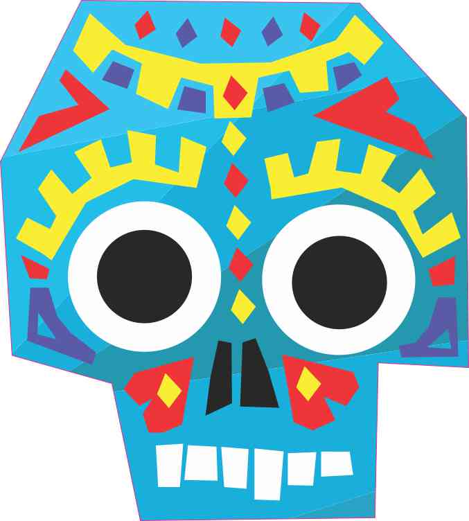 Blue Tribal Skull Sticker
