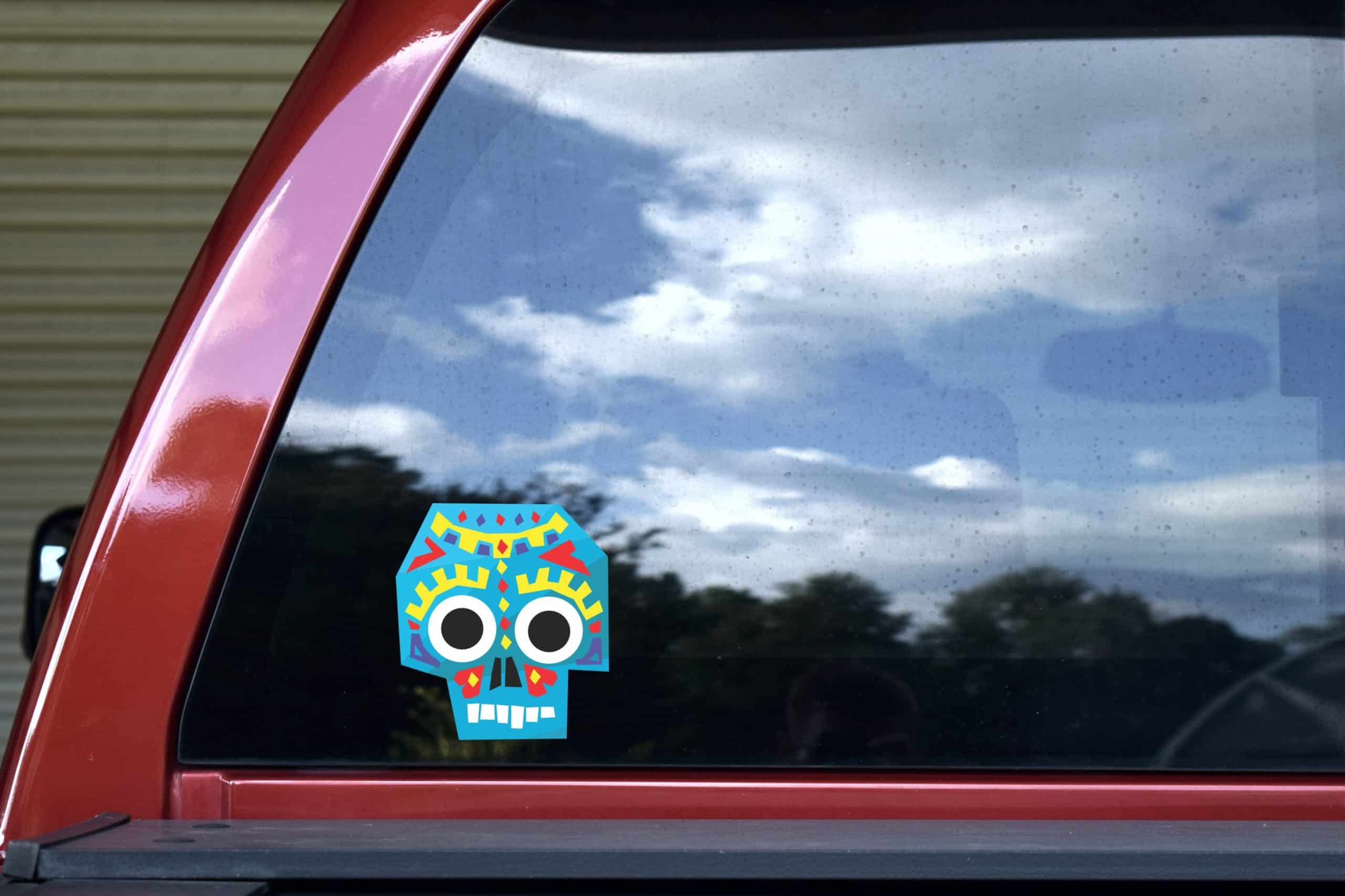 4.5in x 5in Blue Tribal Skull Sticker Vinyl Vehicle Decal Cup Stickers - Image 5