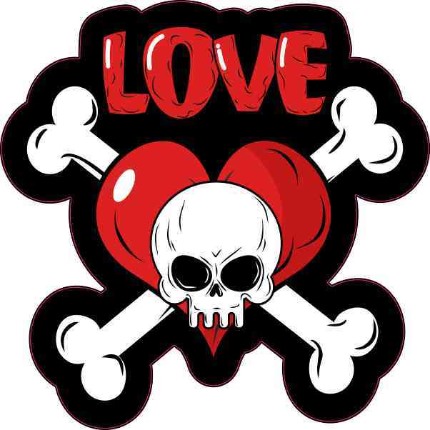 Love Skull and Crossbones Sticker