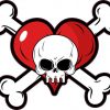 Heart Skull and Crossbones Sticker