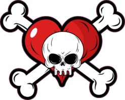 Heart Skull and Crossbones Sticker