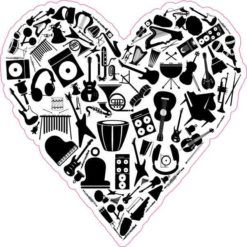 Black Instrument Heart Sticker
