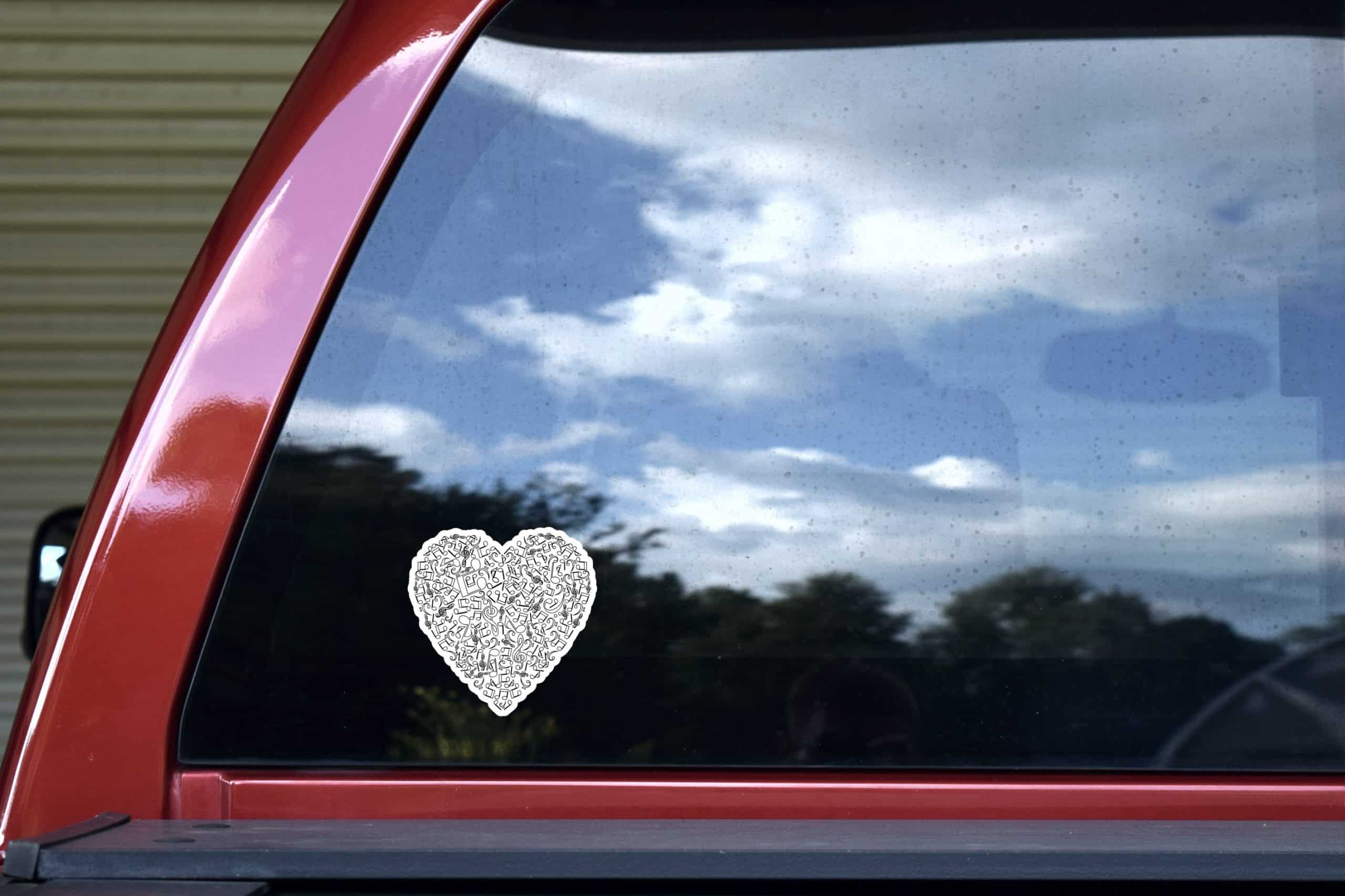4inx4in Black Music Heart Sticker Vinyl Cup Decal Vehicle Bumper Stickers - Image 4