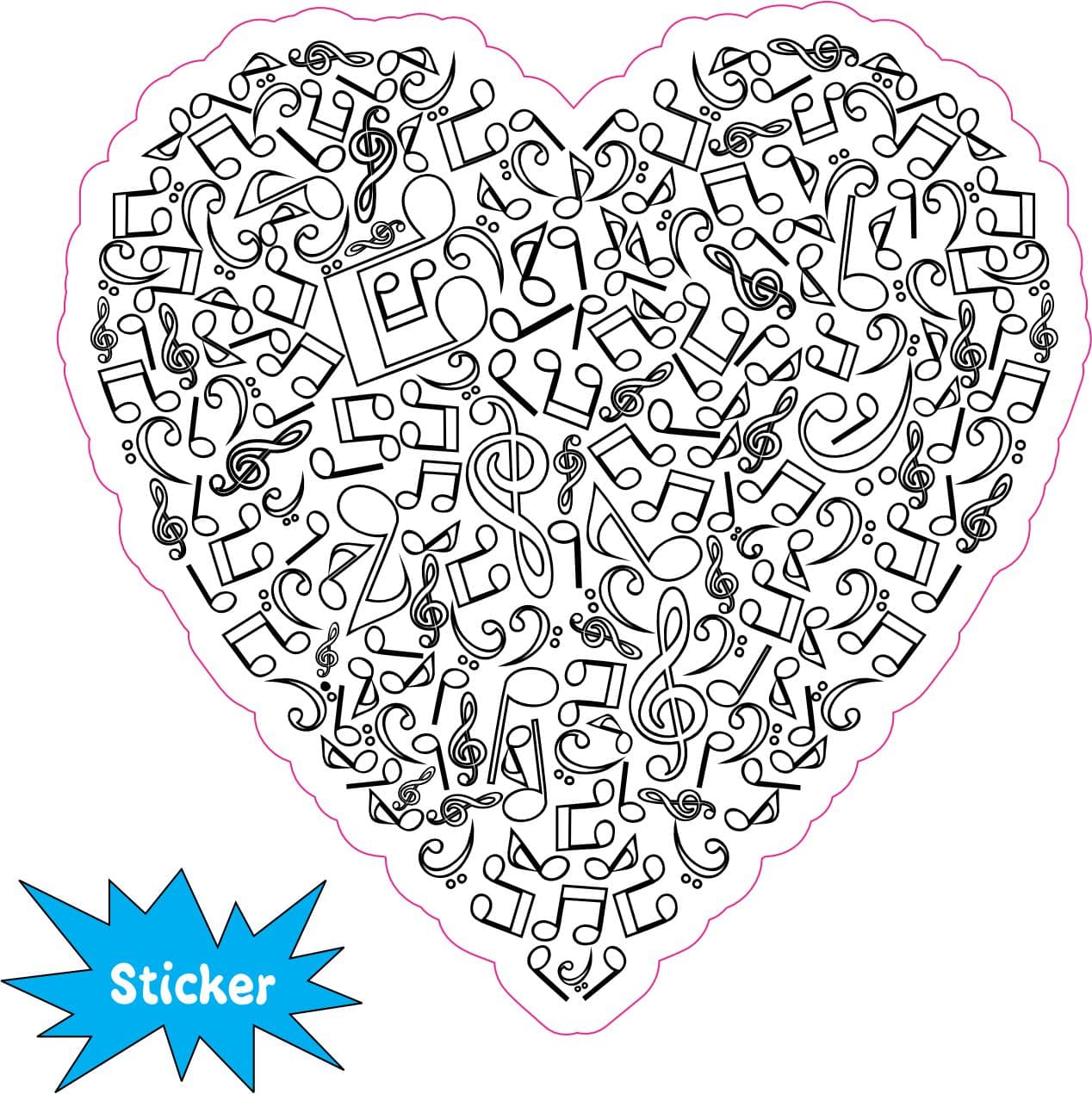 4inx4in Black Music Heart Sticker Vinyl Cup Decal Vehicle Bumper Stickers - Image 2