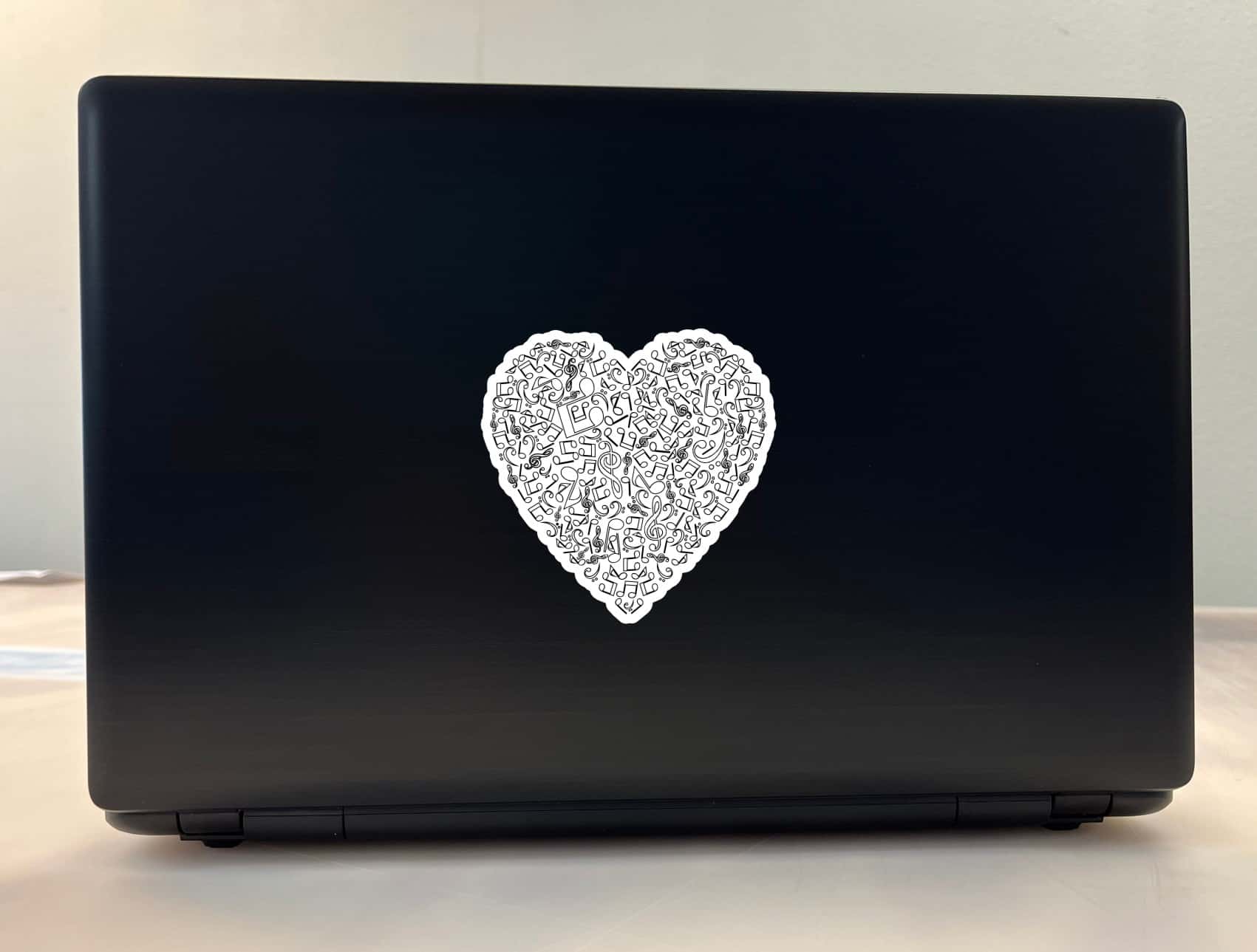 4inx4in Black Music Heart Sticker Vinyl Cup Decal Vehicle Bumper Stickers - Image 3