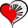Red Piano Heart Sticker