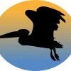 Oval Sunset Pelican Sticker