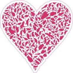 Regal Red Bird Heart Sticker