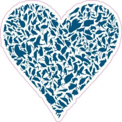 Blue Bird Heart Sticker