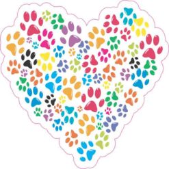 Paw Print Heart Sticker