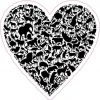 Black Animal Heart Sticker