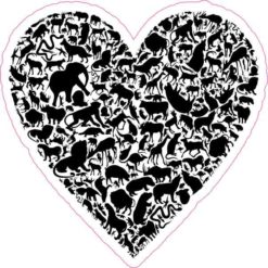 Black Animal Heart Sticker